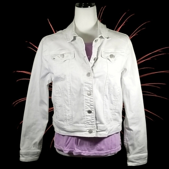 Velvet Heart White Denim Jacket - Picture 1 of 8